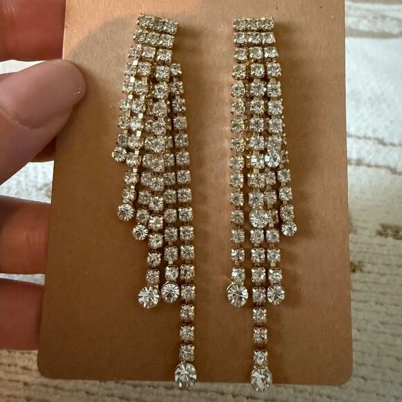 Macys | Elegant Silver Crystal Drop Earrings - Picture 3 of 5